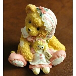 Enesco Vintage 1995 Cherished Teddies Girl Teddy Bear With Doll #157B5